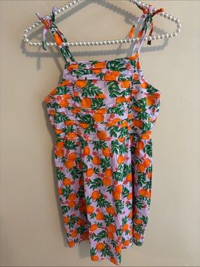 NEW Crewcuts J.Crew Girls Tie Strap Dress Size 12 Lilac Orange Fruit Cotton
